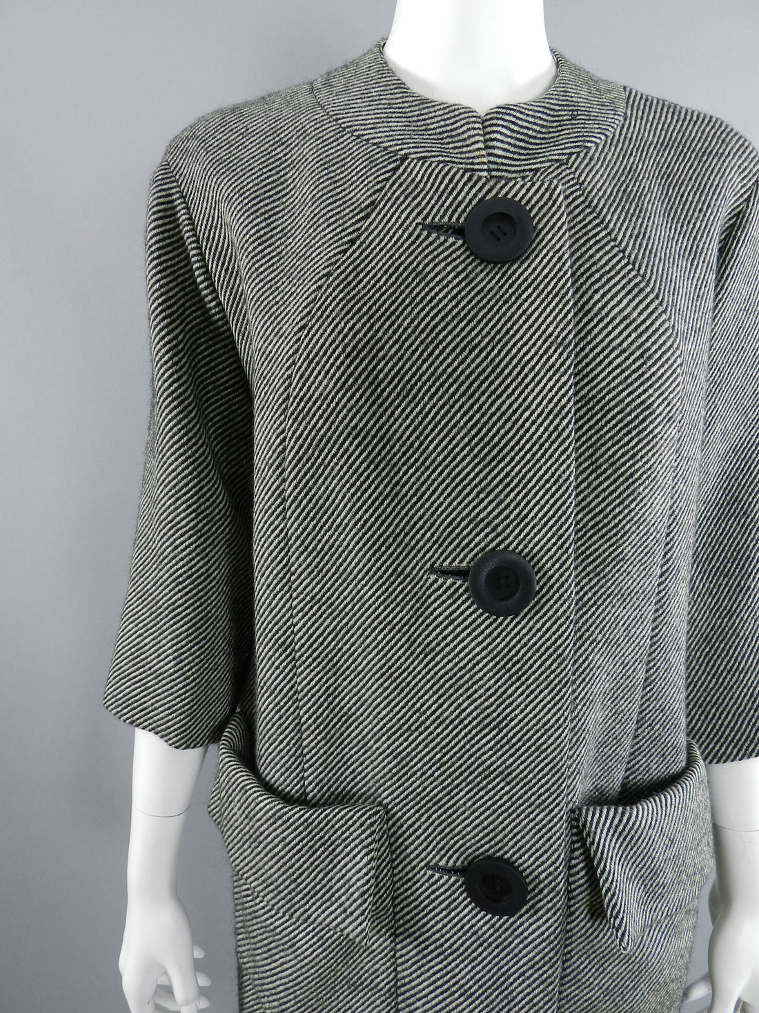 Pierre Cardin Jeunesse 1960's Black and White Tweed Wool Skirt and Coat Set