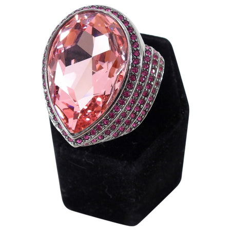 Michelle Monroe Pink Teardrop Crystal Statement Cocktail Ring - 9.25