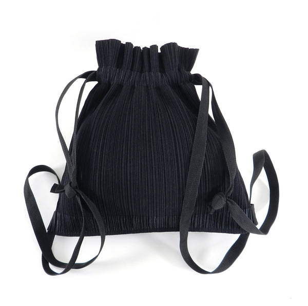 Issey Miyake Pleats Please Black Drawstring Pleated Backpack Bag – I ...