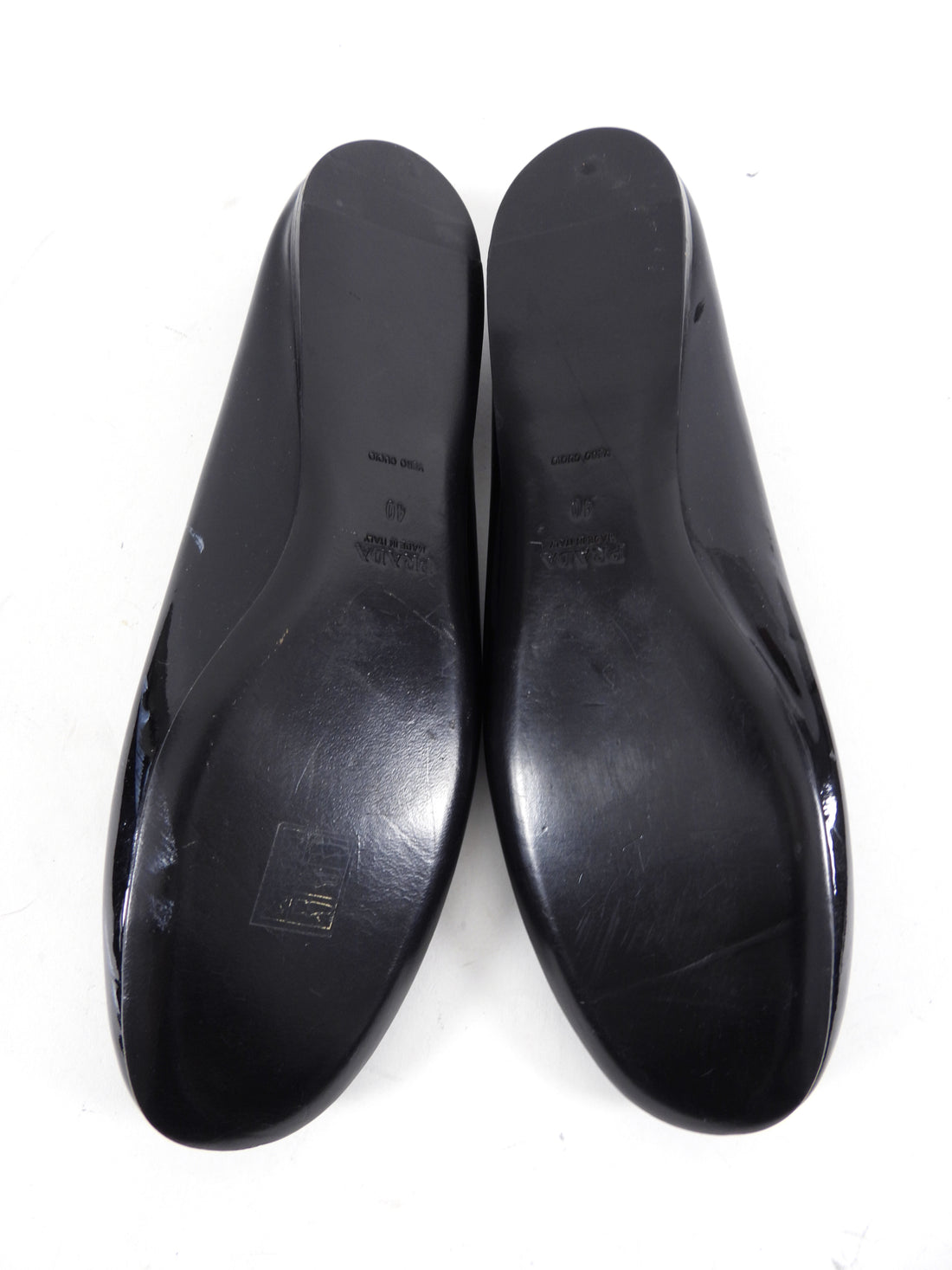 Prada Black Patent Leather Logo Ballet Flats - 40 / 10