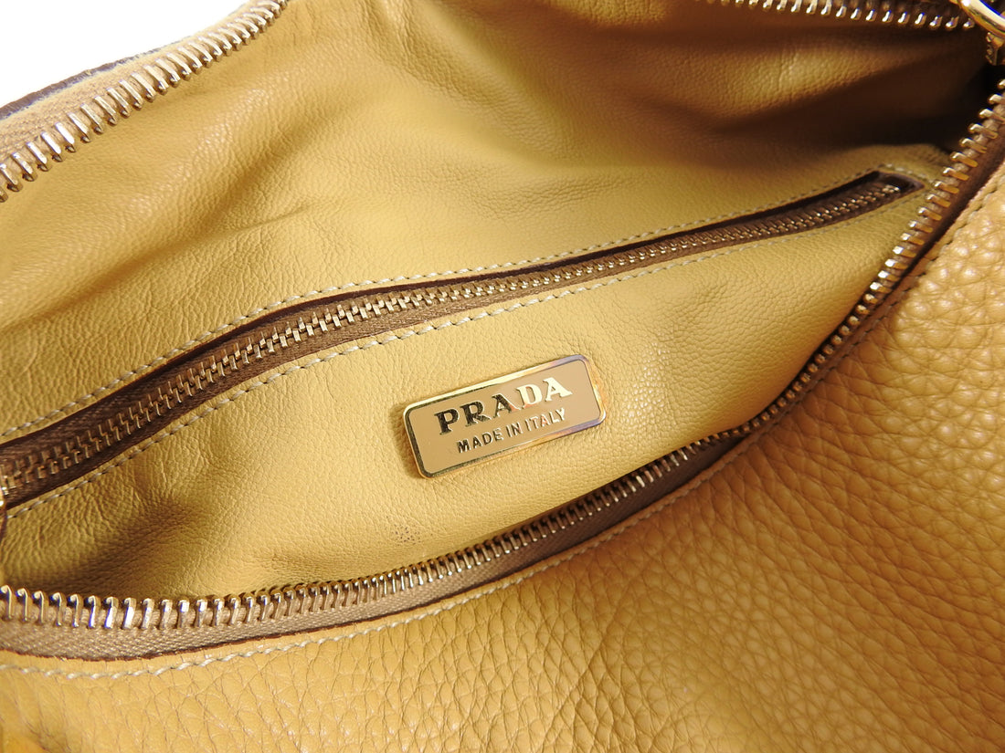 Prada Light Tan Leather Small Lock Shoulder Bag