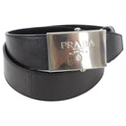 Prada Black Leather Vintage Logo Wide Belt - 80 / 32