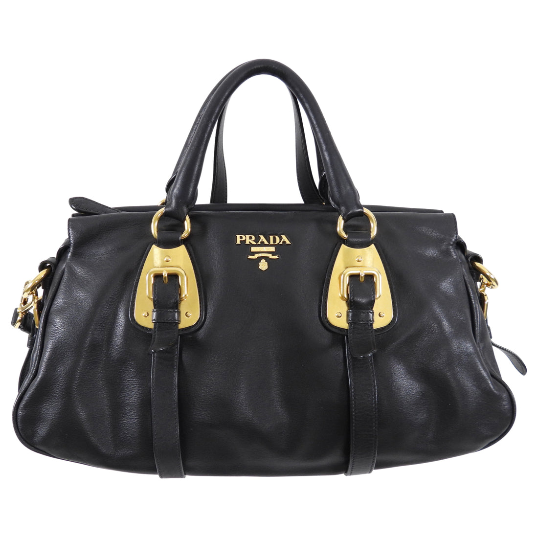 Prada Black Smooth Leather Two-Way Convertible Bag