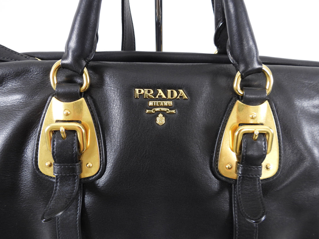 Prada Black Smooth Leather Two-Way Convertible Bag