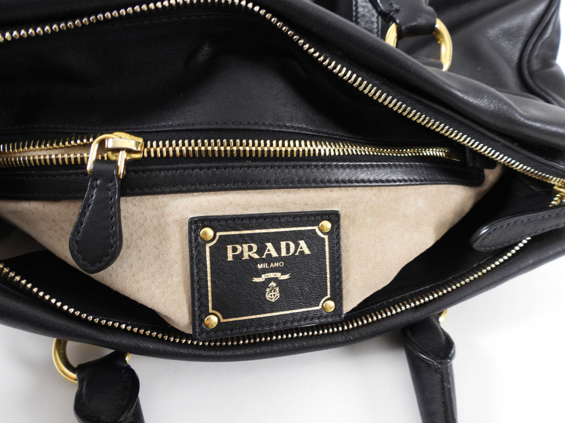 Prada Black Smooth Leather Two-Way Convertible Bag