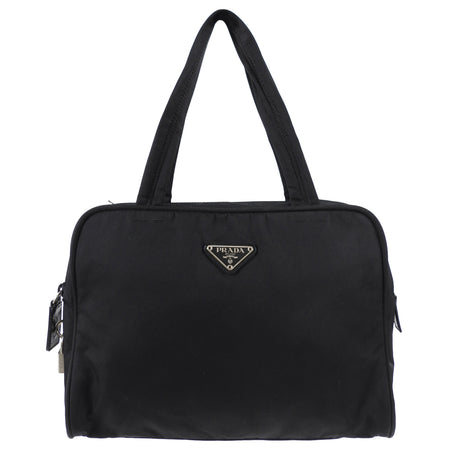 Prada Black Nylon Vintage Tessuto Top Handle Small Tote Bag