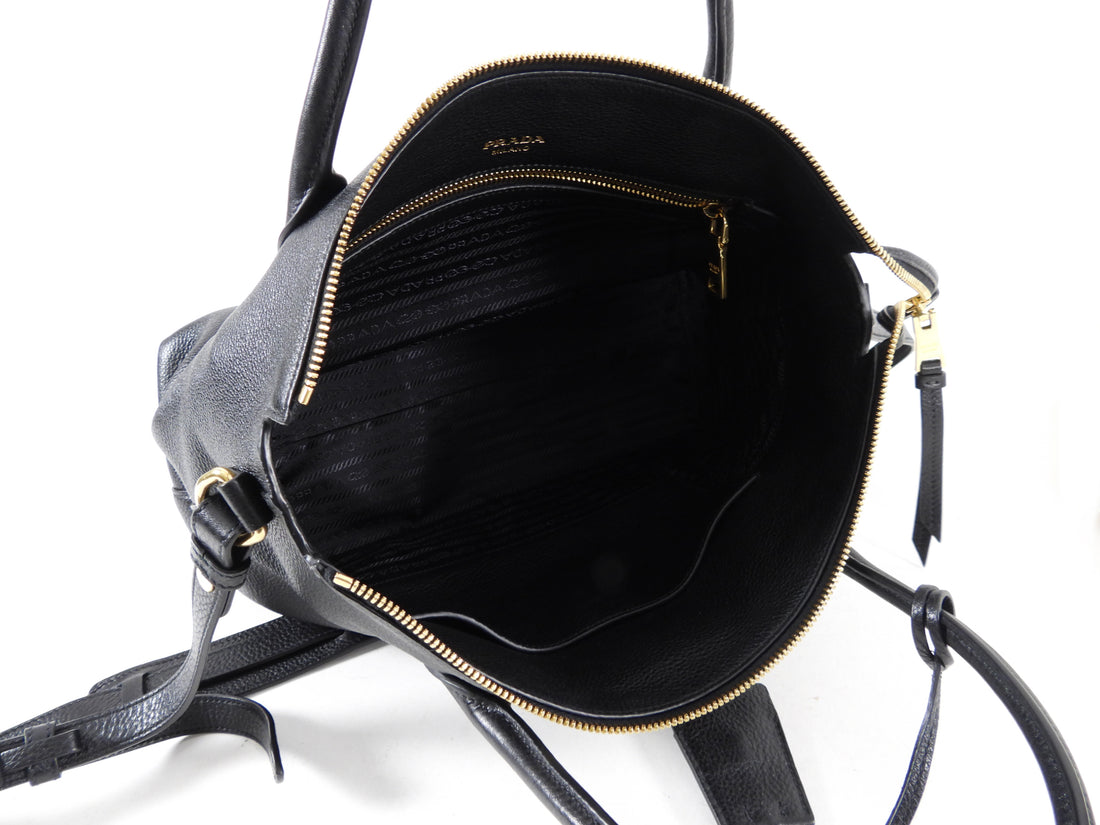 Prada Black Leather Top Handle 2way Shoulder Bag 48pr125