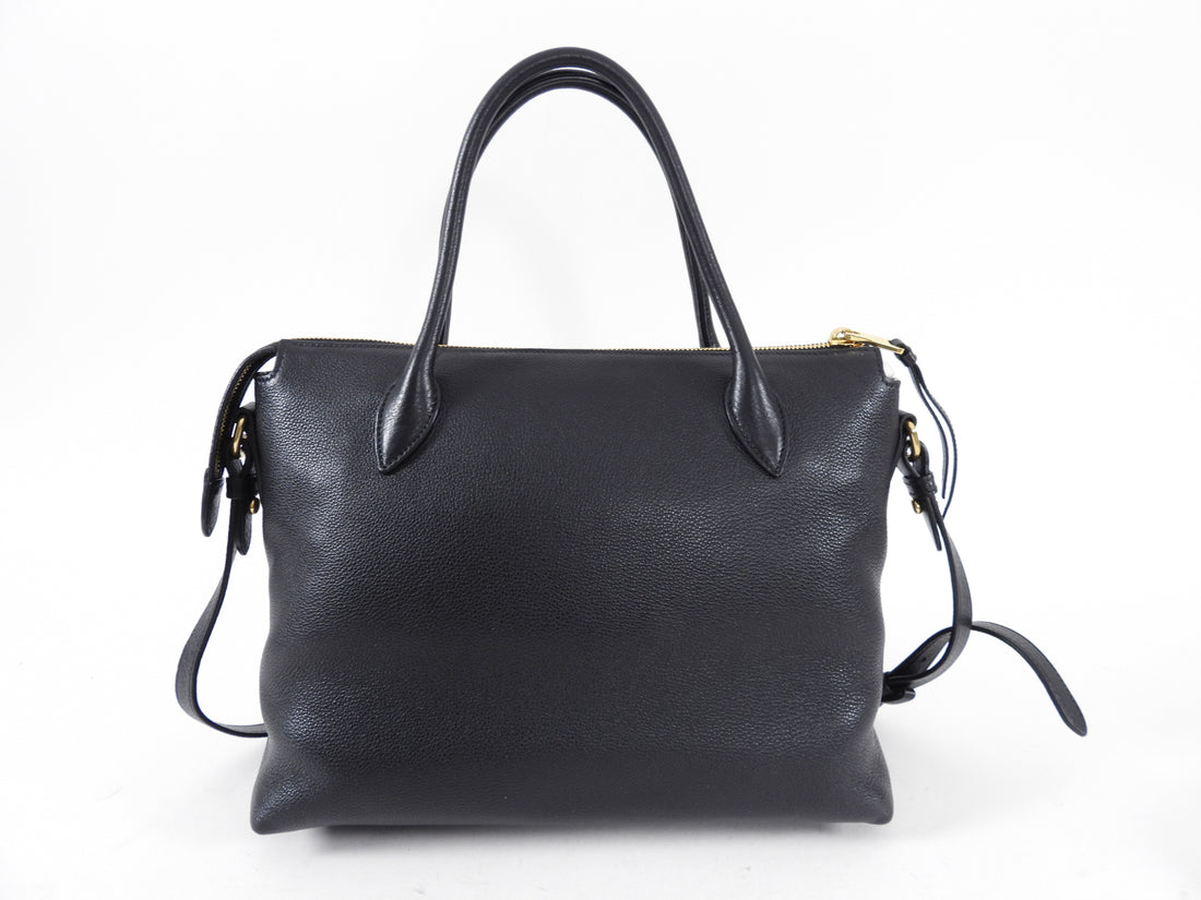 Prada Black Leather Two-Way Shoulder Bag 