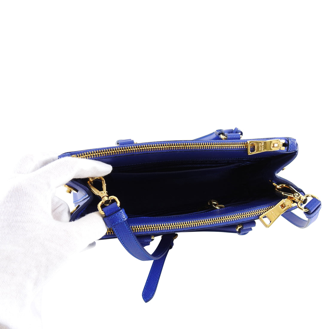 Prada Saffiano Mini Bicolor Crossbody Bag, Dark Blue/cobalt  (bluette/azzurro)