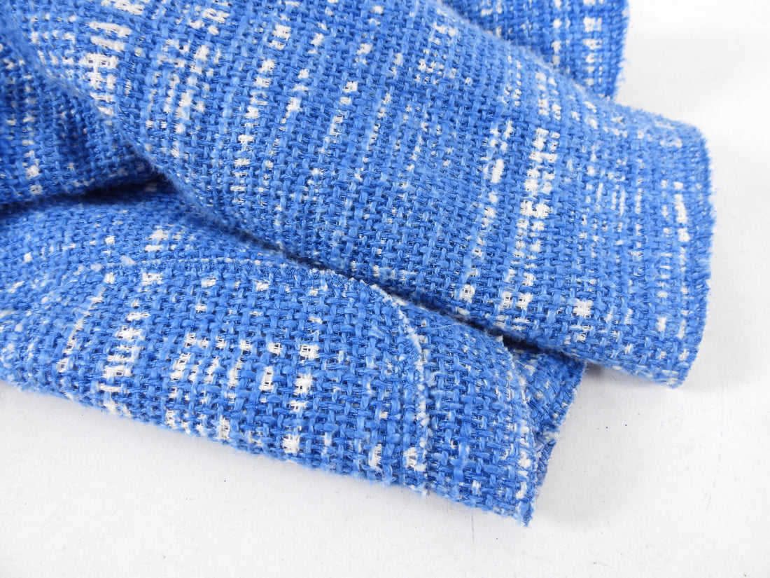 Prada Blue and White Tweed Linen Blend Jacket - IT42 / 6