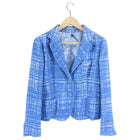 Prada Blue and White Tweed Linen Blend Jacket - IT42 / 6
