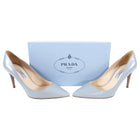 Prada Steel Blue Leather Classic Pumps - 39