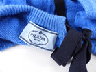Prada Blue Cashmere Short Sleeve Sweater with Neck Tie - IT42 / USA 6