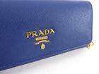 Prada Blue Saffiano Lux and Gold Wallet on Chain