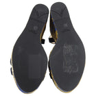 Prada Navy and Gold Suede Brocade Wedge Sandals - 40
