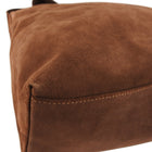 Prada Brown Suede Logo Shoulder Shopper Bag