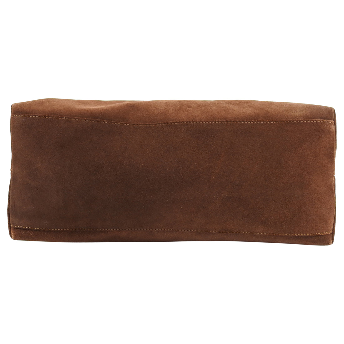 Prada Brown Suede Logo Shoulder Shopper Bag
