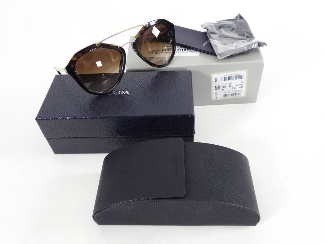 Prada SPR120 Dark Brown and Gold Sunglasses