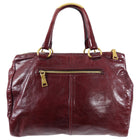 Prada Burgundy Leather Double Zip Large Tote Bag
