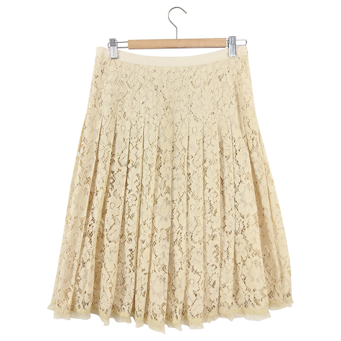 Prada Beige Lace Knee Length Cotton Skirt - 8 / 10