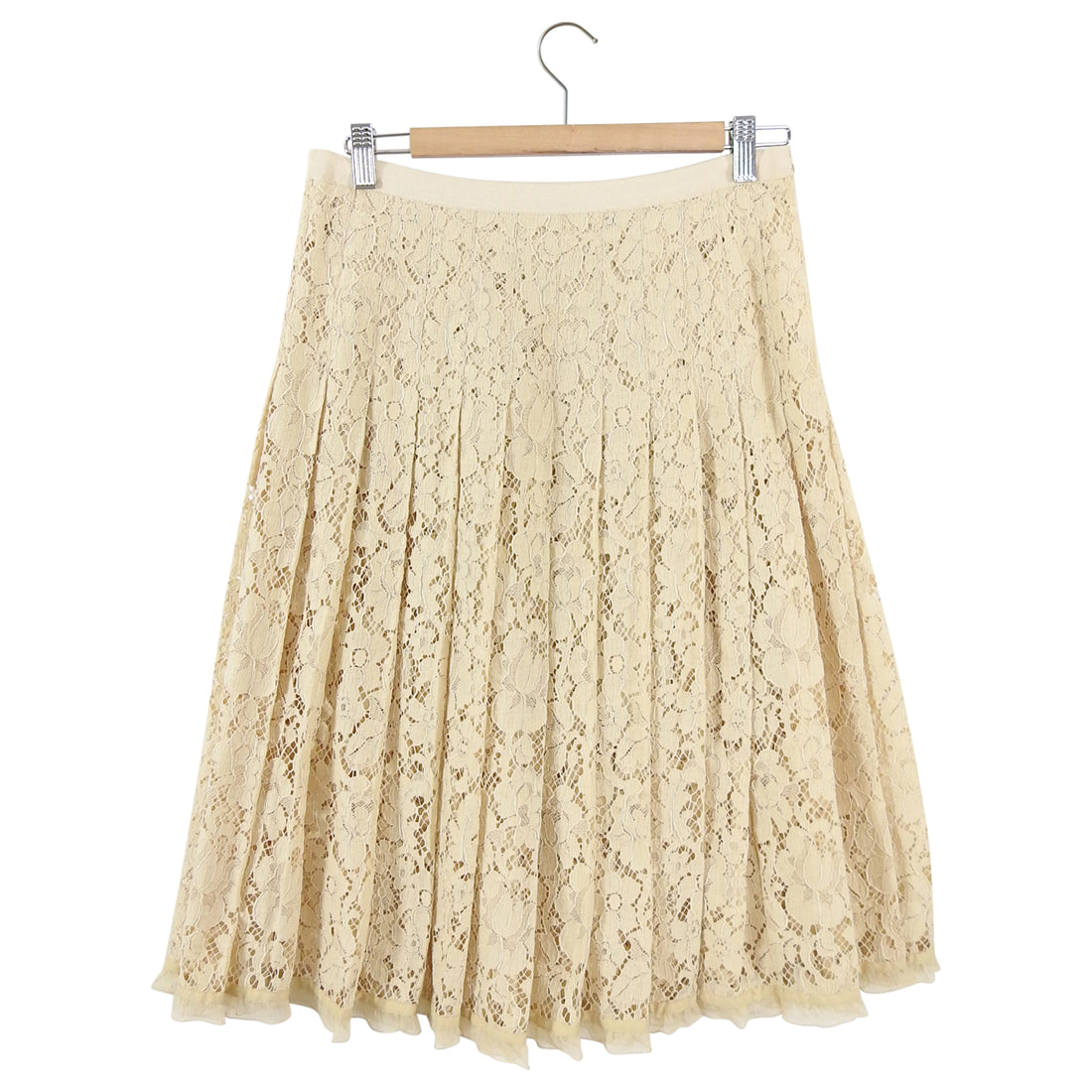 Prada Beige Lace Knee Length Cotton Skirt 6/81