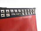 Prada Red and Black Stud Logo Elektra Wristlet Pouch Bag