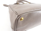 Prada Grey Taupe Argilla Saffiano Lux Galleria Double Tote Bag