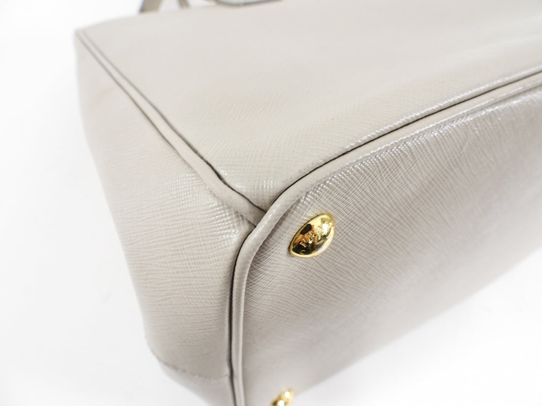 Prada Large Saffiano Lux Galleria Double Zip Tote w/Strap - Grey Totes,  Handbags - PRA843079