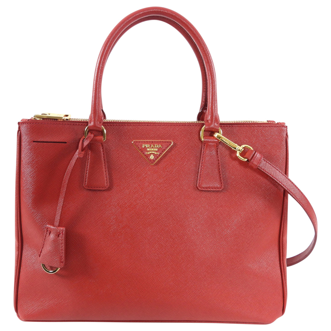Prada Red Medium Galleria Double Zip Tote Bag