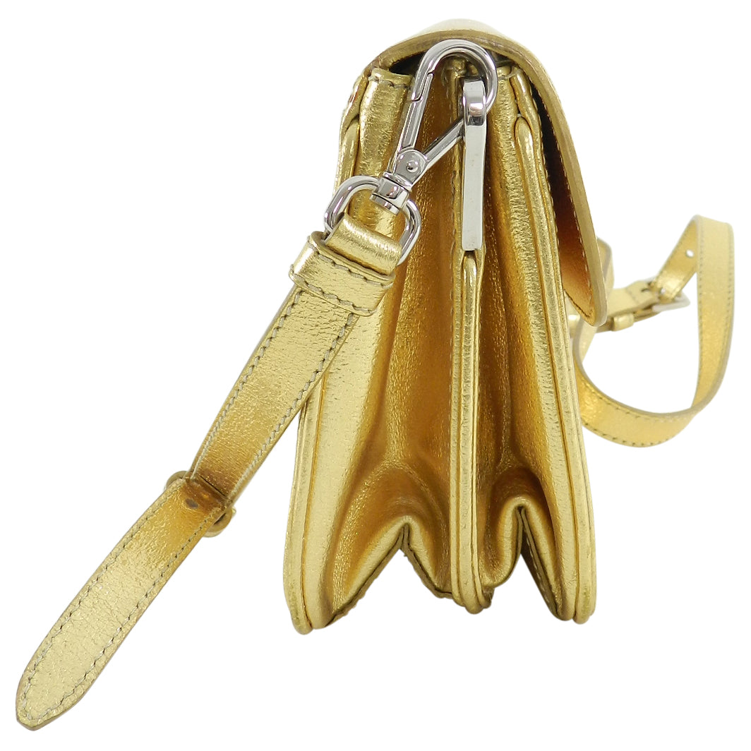 Prada Gold Metallic Small Crossbody Bag