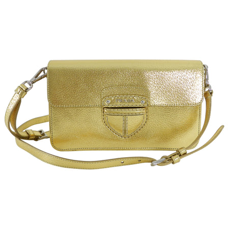 Prada Gold Metallic Small Crossbody Bag