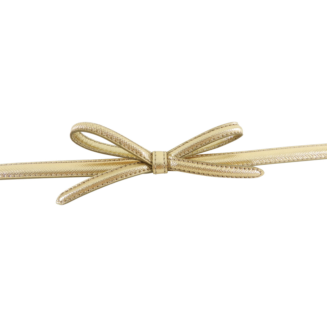 Prada Thin Gold Saffiano Leather Bow Belt