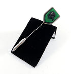 Prada Silvertone Stick Pin with Green and Black Helmet