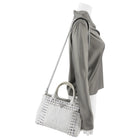 Prada Grey Canvas Jewel Embellished Small Tote / Shoulder Bag