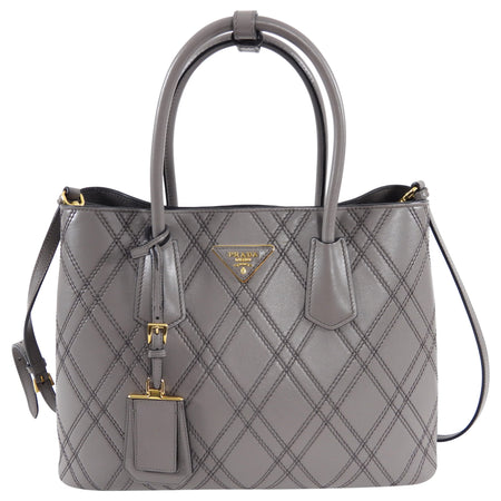 Saffiano Shoulder-Strap Bowler Bag Gray (Argilla)