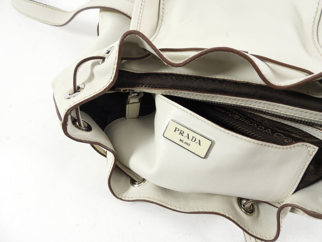 Prada Off-White Leather City Sport Small Backpack Bag