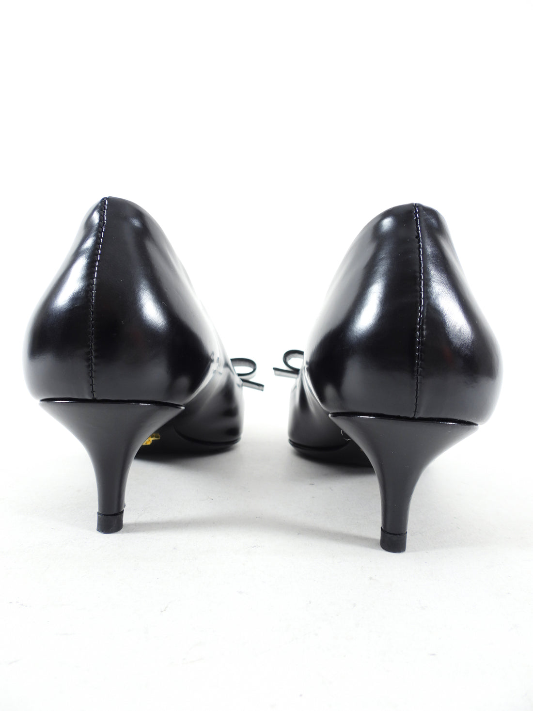 Prada Black Bow Kitten Heel Pumps - 36