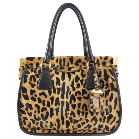 Prada Leopard Calf Borsa Cerniera Tote Bag