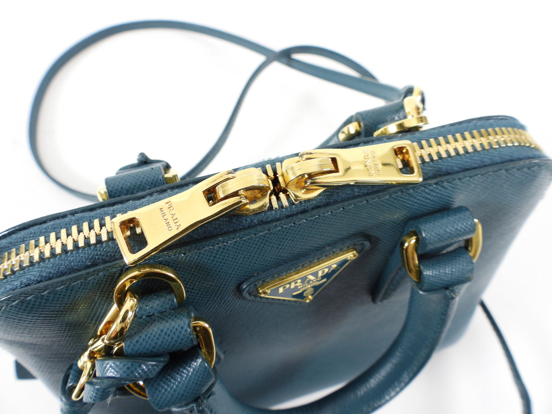Prada Blue Saffiano Leather Small Promenade Crossbody Bag – I MISS