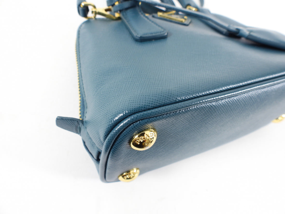 Authentic Prada Teal Blue Saffiano Leather Small Promenade Alma Bag BL –  Paris Station Shop