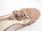 Prada Nude Leather Rosette Detail Strappy High Heel Sandals - 40.5 / 10