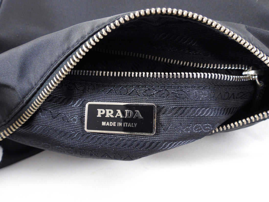 PRADA Tessuto Nylon Pochette Bag Black 708785