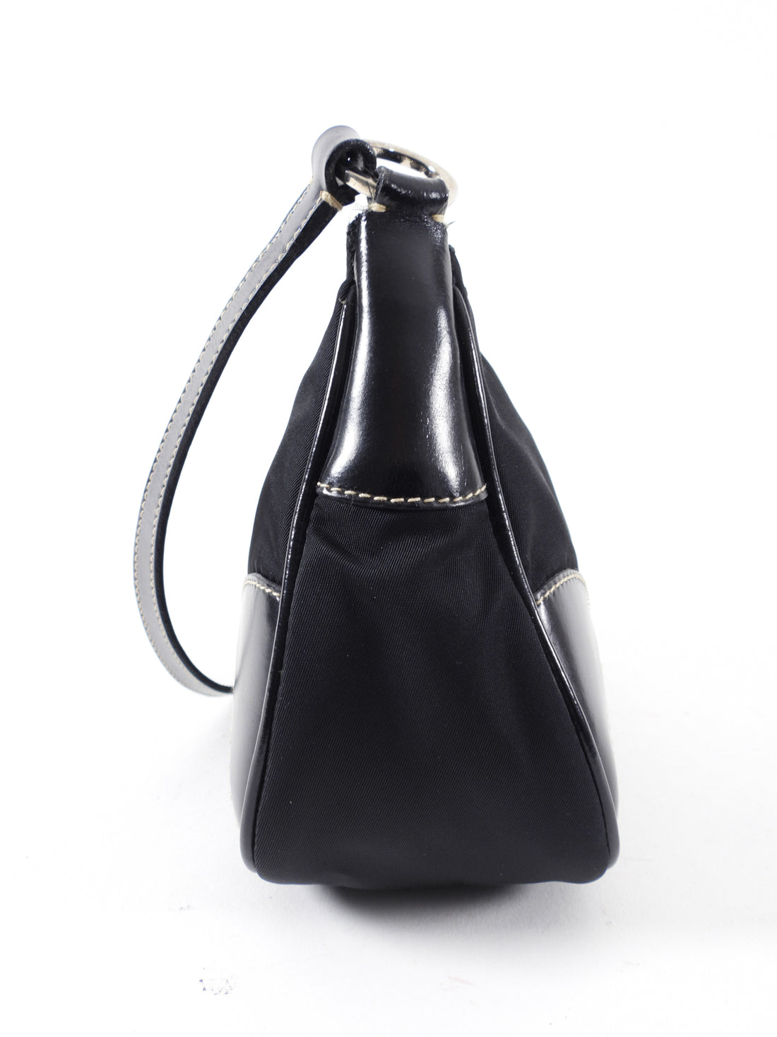 Prada Triangle Double Leather Mini Bag in Black | Lyst