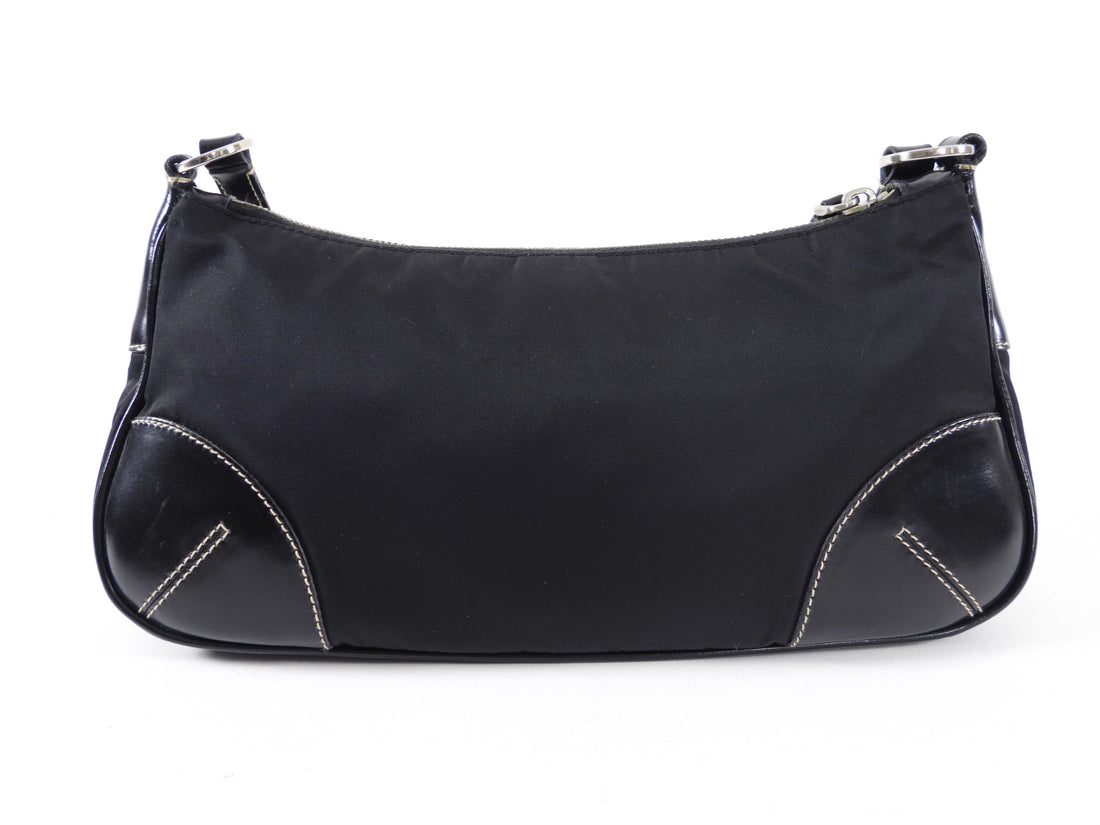 Prada Black Tessuto Nylon Buckle Shoulder Bag (BR2417) For Sale at 1stDibs