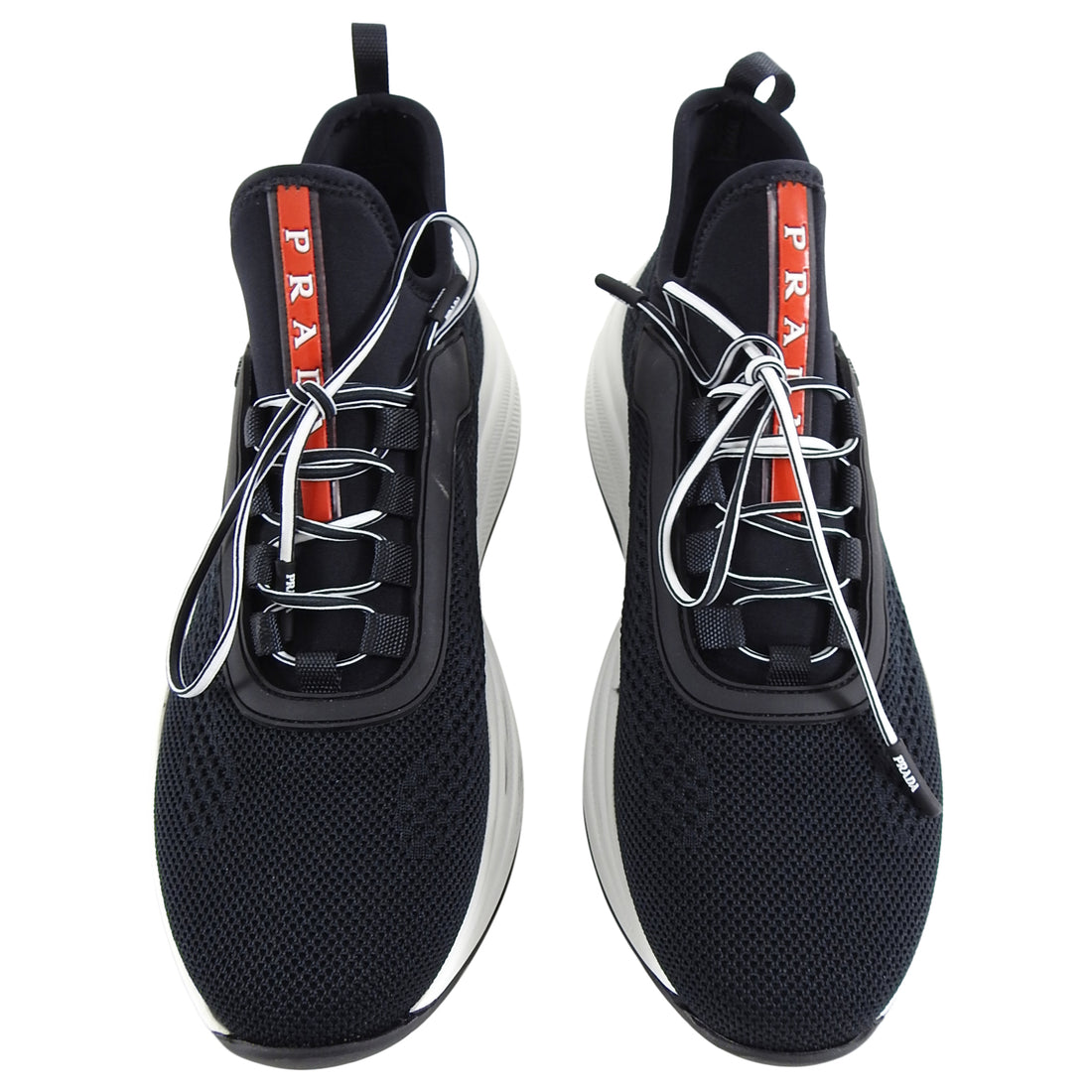 Prada Black Sock Platform Red Stripe Sneakers Running Shoes - 6.5
