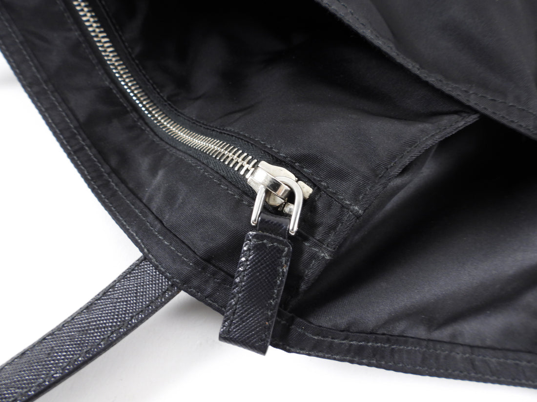 Prada 2000s Black Nylon Tote Handbag · INTO