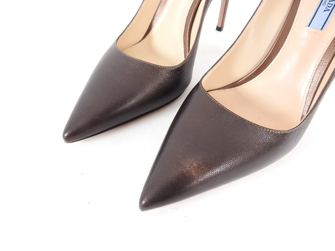 Prada Brown and Copper Ombre 100mm Pumps - 40 – I MISS YOU VINTAGE