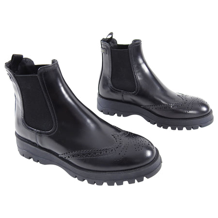 Prada Black Chelsea Oxford Ankle Boot with Chunky Soles - 36