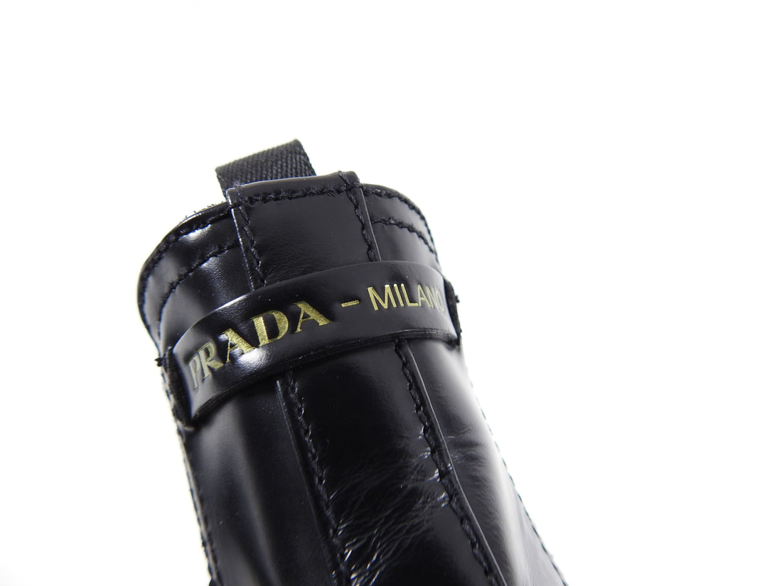 Prada Black Chelsea Oxford Ankle Boot with Chunky Soles - 36