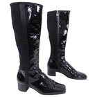 Prada Black Patent Leather Block Heel Tall Boots - 38.5 / 8